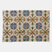 Farbenfrohe mediterrane Vintage Blumenmuster Geschirrtuch (Horizontal)