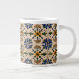 Farbenfrohe mediterrane Vintage Blumenmuster Jumbo-Tasse