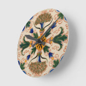 Farbenfrohe mediterrane Vintage Blumenmuster Runde Wanduhr (Winkel)