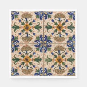Farbenfrohe mediterrane Vintage Blumenmuster Serviette