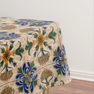 Farbenfrohe mediterrane Vintage Blumenmuster Tischdecke