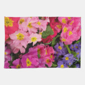 Farbenfrohe Medley Pink Blue Lila Primula Blume Geschirrtuch (Horizontal)