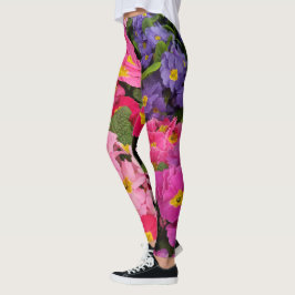 Farbenfrohe Medley Pink Blue Lila Primula Blume Leggings