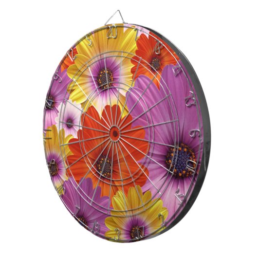 Farbenfrohe Medley von African Daisies Blume Dartscheibe (Vorderseite rechts)