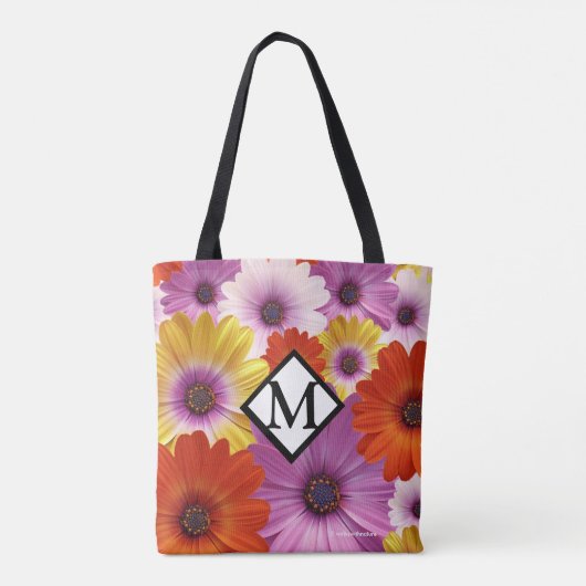 Farbenfrohe Medley von African Daisies Blume Tasche (Rückseite)