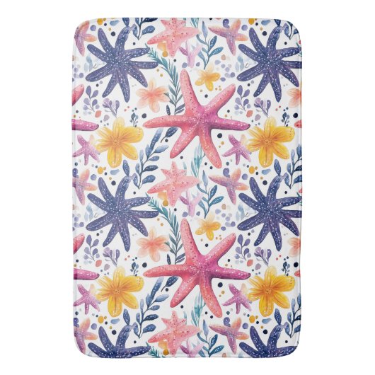 Farbenfrohe Meeresfrüchte Badematte (Vorderseite Vertikal)