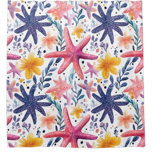 Farbenfrohe Meeresfrüchte Duschvorhang (Vorderseite)