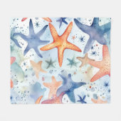 Farbenfrohe Meeresfrüchte, Meeresstars Aquarellkun Fleecedecke (Vorderseite (Horizontal))
