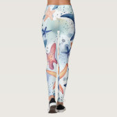 Farbenfrohe Meeresfrüchte, Meeresstars Aquarellkun Leggings (Rückseite)