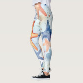 Farbenfrohe Meeresfrüchte, Meeresstars Aquarellkun Leggings (Links)