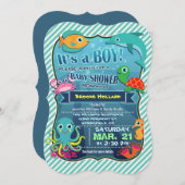 Farbenfrohe Meereslebewesen; Einladung zur Kinderd (Vorne/Hinten)