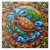 Farbenfrohe Meereslebewesen in lebhaften Tiles dek Fliese (Vorderseite)