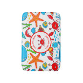 Farbenfrohe Meereslebewesen Muster mit Seekrabbe Badematte (Vorderseite Vertikal)