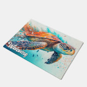 Farbenfrohe Meeresschildkröte Fußmatte (Schrägansicht)