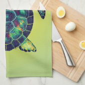 Farbenfrohe Meeresschildkröte Lebende Mosaikkunst Geschirrtuch (Viertel Falte)