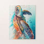 Farbenfrohe Meeresschildkröte Puzzle (Vertikal)