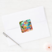 Farbenfrohe Meeresschildkröte Quadratischer Aufkleber (Umschlag)