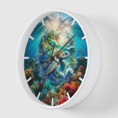 Farbenfrohe Meeresschildkröte Uhr (Winkel)