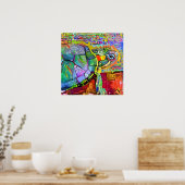 Farbenfrohe Meeresschildkröte, Wasserschildkröte a Poster (Küche)