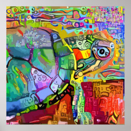 Farbenfrohe Meeresschildkröte, Wasserschildkröte a Poster