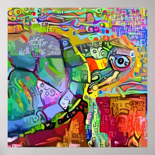 Farbenfrohe Meeresschildkröte, Wasserschildkröte a Poster (Vorne)