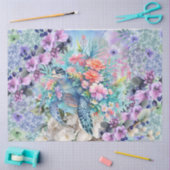 Farbenfrohe Meeresschildkröten und Wasserfarben Fl Seidenpapier (Basteln)