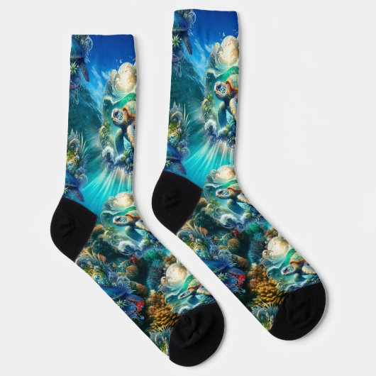 Farbenfrohe Meeresschildkrötensocken Socken (Rechts)