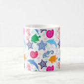 Farbenfrohe Meerestiere Illustrationsmuster Kaffeetasse (Mittel)