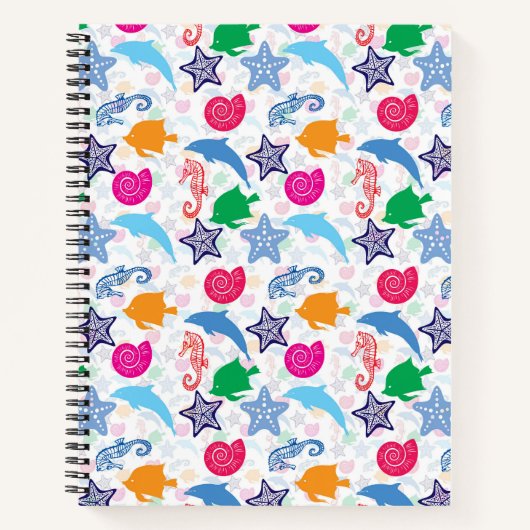 Farbenfrohe Meerestiere Illustrationsmuster Notizblock (Vorderseite)