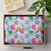 Farbenfrohe Meerestiere Illustrationsmuster Seidenpapier (Geschenk)