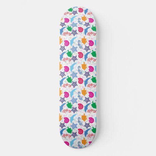 Farbenfrohe Meerestiere Illustrationsmuster Skateboard (Vorderseite)