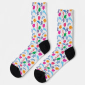 Farbenfrohe Meerestiere Illustrationsmuster Socken (Linkes Detail)