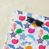 Farbenfrohe Meerestiere Illustrationsmuster Strandtuch (Beispiel)