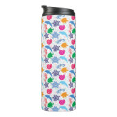 Farbenfrohe Meerestiere Illustrationsmuster Thermosbecher (Nach rechts gedreht)