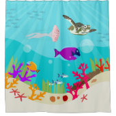 Farbenfrohe Meerestiere Kinder Duschvorhang (Vorderseite)