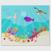 Farbenfrohe Meerestiere Kinder Geschenkpapier (Flach)