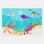 Farbenfrohe Meerestiere Kinder Geschenkpapier Set (Vorderseite 3)