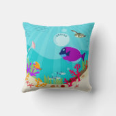 Farbenfrohe Meerestiere Kinder Name Kissen (Rückseite)