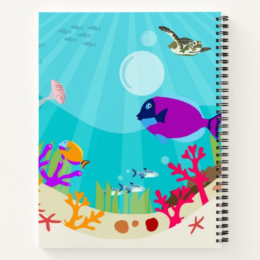 Farbenfrohe Meerestiere Kinder Name Sketchbook Notizblock (Rückseite)