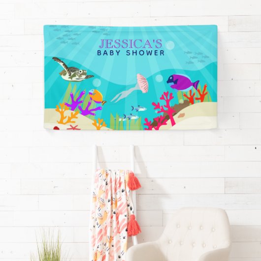 Farbenfrohe Meerestiere Kinderdusche Banner (Insitu)