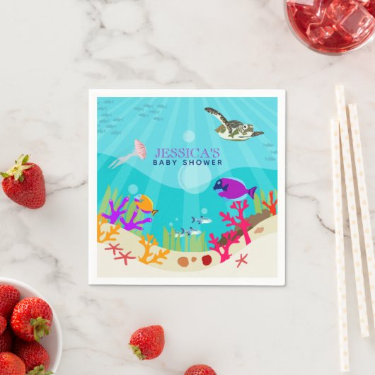 Farbenfrohe Meerestiere Kinderdusche Serviette (Beispiel)