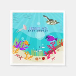 Farbenfrohe Meerestiere Kinderdusche Serviette