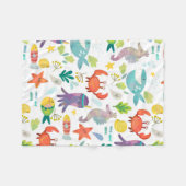 Farbenfrohe Meerestiere Nahtloses Muster Fleecedecke (Vorderseite (Horizontal))