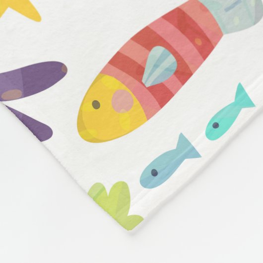 Farbenfrohe Meerestiere Nahtloses Muster Fleecedecke (Ecke)