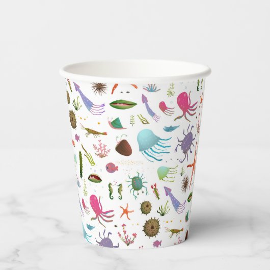 Farbenfrohe Meereswelt Pappbecher (Rückseite)