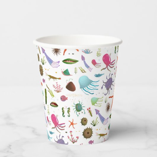 Farbenfrohe Meereswelt Pappbecher (Vorderseite)