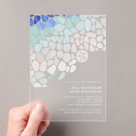 Farbenfrohe Meerglasakryllische Einladung (Insitu (Handheld))