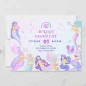Farbenfrohe Meerjungfrau Einladung (Vorderseite)