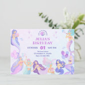 Farbenfrohe Meerjungfrau Einladung (Stehend Vorderseite)