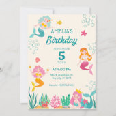 Farbenfrohe Meerjungfrau Einladung (Vorderseite)